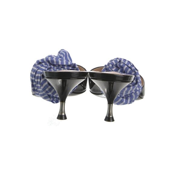 Prada Large Bow Leather Mules Heel Pumps - 39 (9) Nero Azzuro - Picture 4 of 4